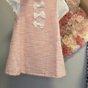 Kleid Valentina mit Schleife / Strickdetails Rosa