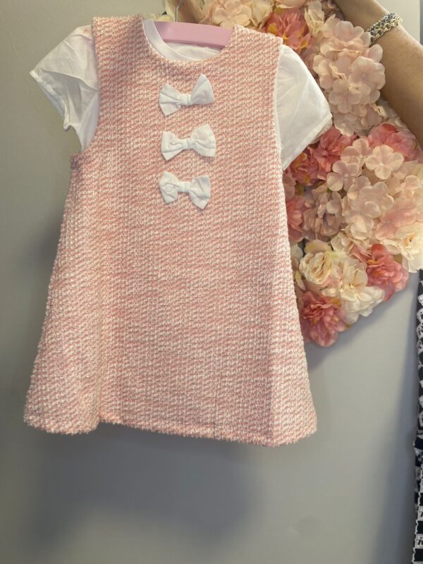 Kleid Valentina mit Schleife / Strickdetails Rosa