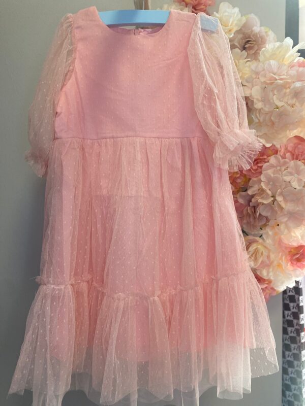 Kleid Dots Rosa mit Tüll