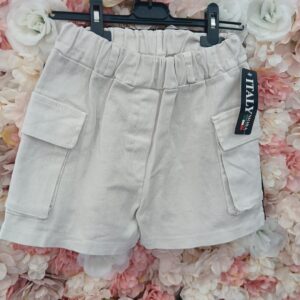 Shorts Gummibund und Seitentaschen Mädchen Beige